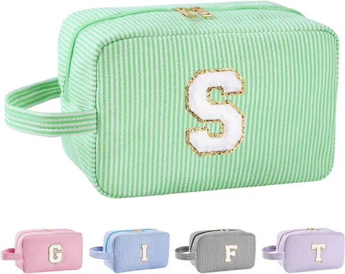Miniatura 105 de Regalos personalizados para mujeres, bolsa de maquillaje con inicial, bolsa de maquillaje de viaje, bolsa de cosméticos, bolsa de artículos