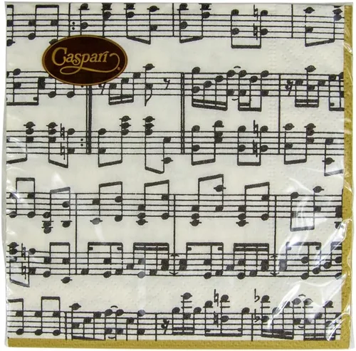 Miniatura 8 de Entertaining with Caspari Musica - Servilletas de cóctel de papel, paquete de 20, color negro