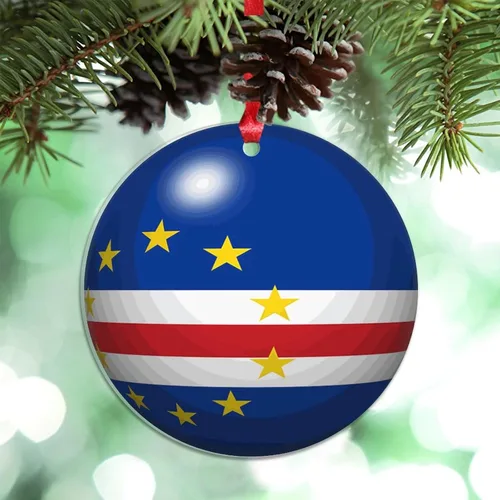 Miniatura 8 de Bandera de Cabo Verde, decoración para árbol de Navidad, bola 3D, recuerdo de la ciudad del país, adornos de Navidad personalizados, decoración