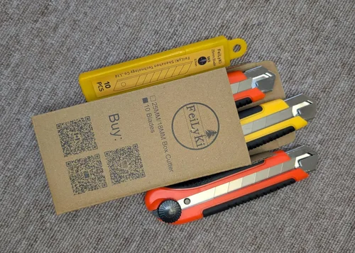 Miniatura 5 de Cuchillo utilitario extra resistente de 0.984 in, 3 unidades, cuchillo Exacto, cortador de caja, cuchillo de construcción, cuchillo retráctil de 1
