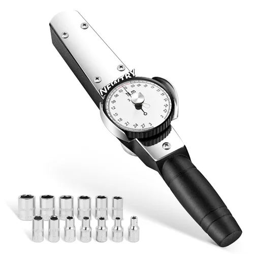 Newtry Llave dinamométrica de dial, llave dinamométrica indicadora de dial de 0.3-3N.m con juego de enchufes (0.157-0.551 in), medidor de par de
