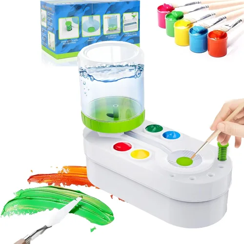 Limpiador de pinceles de pintura mejorado 2025, taza de enjuague, circulación de agua, acuarela/aceite y herramienta de limpieza de pinceles de