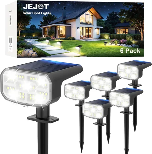 Miniatura 11 de JEJOT Luces solares para exteriores, impermeables, IP65, encendido/apagado automático, 2700 K, 2 modos de iluminación, LED súper brillante, luces