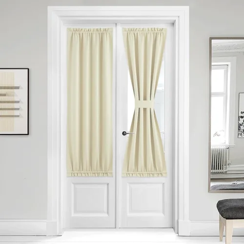Miniatura 214 de NICETOWN Cortinas opacas unicolor con aislamiento térmico para puerta francesa, granja, oscurecimiento de habitación, puertas y ventanas de Marrón