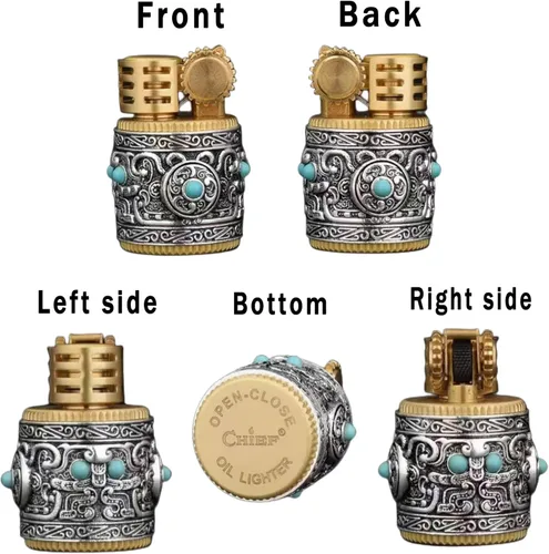 Miniatura 2 de Encendedor de velas vintage, encendedor de llama suave de queroseno recargable antiguo para velas, regalo único para hombres