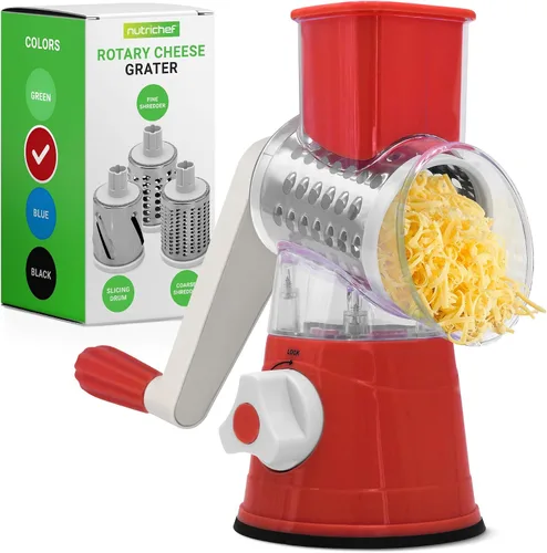 Miniatura 8 de Nutrichef Rallador y triturador de queso 3 en 1 Base de succión fuerte, mango giratorio con bloqueo de seguridad Incluye cepillo de limpieza