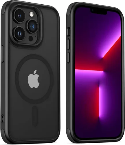 Mobnano Funda para iPhone 13 Pro, compatible con MagSafe, funda transparente con anillo magnético, diseño multicolor protector a prueba de golpes,