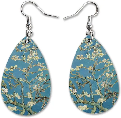 Miniatura 35 de Van Gogh - Juego de aretes colgantes divertidos Lindos aretes de joyería para niñas y mujeres Impresión de doble cara Regalo de cumpleaños