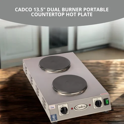 Miniatura 2 de Cadco CDR-2CFB Space Saver - Placa caliente de hierro fundido doble de 120 voltios