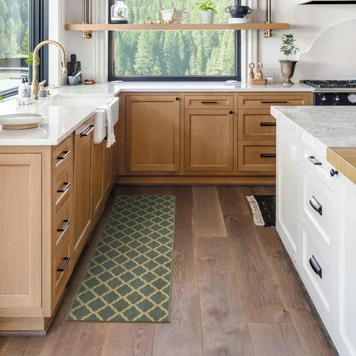 Miniatura 4 de Ottomanson Glamour Collection - Alfombra para cocina, baño y pasillo, antideslizante, diseño de enrejado marroquí contemporáneo