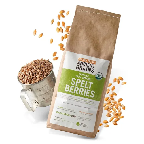 Grand Teton Ancient Grains - Bayas de espelta 100% orgánicas, 5 libras, bayas enteras de espelta sin moler, grano orgánico Farro cultivado en