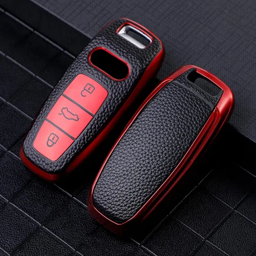 Miniatura 7 de Funda de cuero TPU para llave remota de coche, compatible con Audi A3 A6 A7 A8 A6L A8L E-tron Q5 Q7 Q8 C8 D5 Protector Holder Accesorios