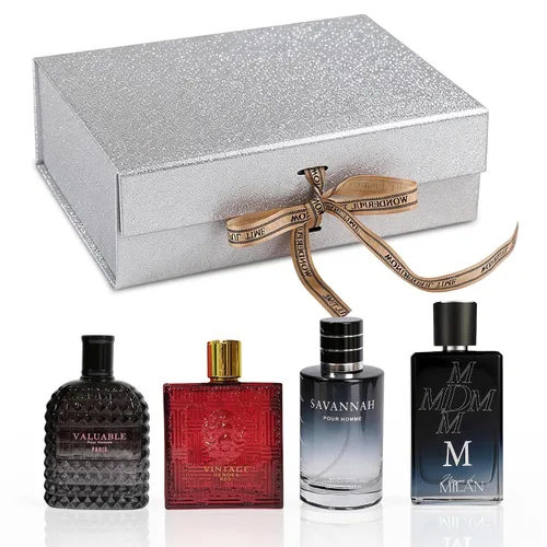 Miniatura 22 de A CENTER Set de regalo de colonia para hombre, 4 x 3.4 onzas líquidas, perfume de lujo con caja de presentación premium, regalo perfecto para el día
