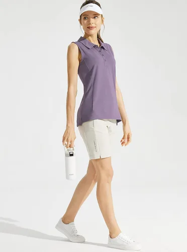 Miniatura 6 de Looleafy Women's Sleeveless Golf Shirt Quick Dry Tennis Tank Tops Golf Polo Shirts for Women with Collar