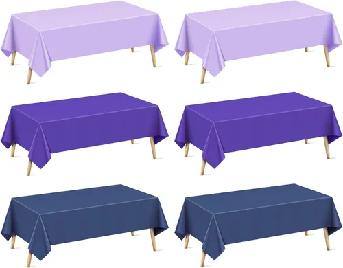 Miniatura 46 de Mantel rectangular de la serie azul y verde, 4 piezas, 54 x 72 pulgadas, color sólido, impermeable y a prueba de derrames, mantel de plástico