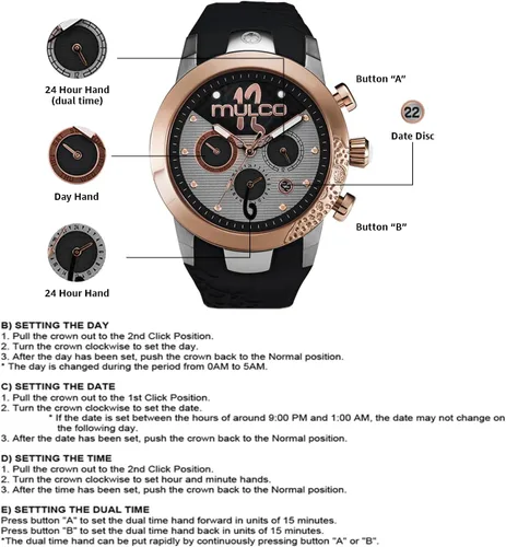 Miniatura 6 de MULCO Watches for Women - Lady D - Silver Stainless Steel Case with Wrist Silicone Band, Large Face with Mother of Pearl and Rose Gold, Quartz