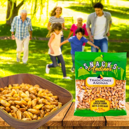 Miniatura 5 de Tradiciones Andinas Chulpe Salado Crujiente de Maíz 4.59 oz - Snack Chulpi Frito y Salado, Salado Frito, Productos Peruanos Listo para Comer, Bolsas