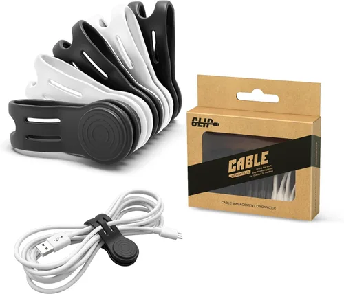Miniatura 15 de Kanemc Paquete de 8 lazos giratorios magnéticos, atadura de cable magnética de silicona reutilizable para USB, auriculares, cargador, cables