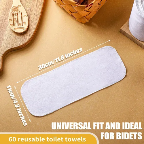 Miniatura 6 de FuWeave Paquete de 60 Toallas de Papel Higiénico Reutilizables Sin Desgarro Toallas de Bidé Lavables Papel Higiénico a Granel Rollos Sin Papel Paños