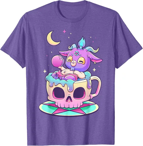 Miniatura 6 de Kawaii Pastel Goth Cute espeluznante Pentáculo Baphomet - Camiseta de cabra, Negro
