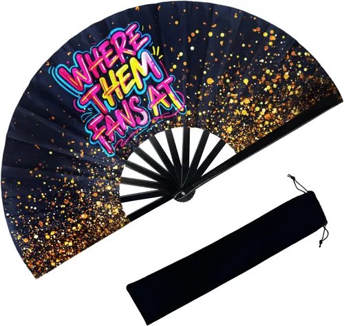 Ventilador de mano grande de 13 pulgadas para baile de línea occidental, donde los fanáticos de Cowgirl Popping en voz alta ventilador plegable para