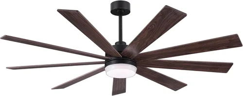 Miniatura 22 de LEDLUX Ventilador de techo con motor CC de 84 pulgadas con luz, control remoto de 6 velocidades, motor reversible, moderno ventilador de techo de 9