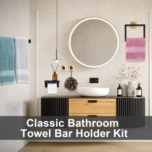Miniatura 7 de Blulu Juego de accesorios de baño de 23.6 pulgadas, soporte para papel higiénico con estante para teléfono, juego de accesorios de baño, gancho
