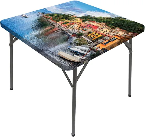 Miniatura 15 de Mantel cuadrado gris oscuro, patrón geométrico oriental marroquí, celosía cuadrada, se adapta a mesas de 24 x 24 pulgadas, para exteriores