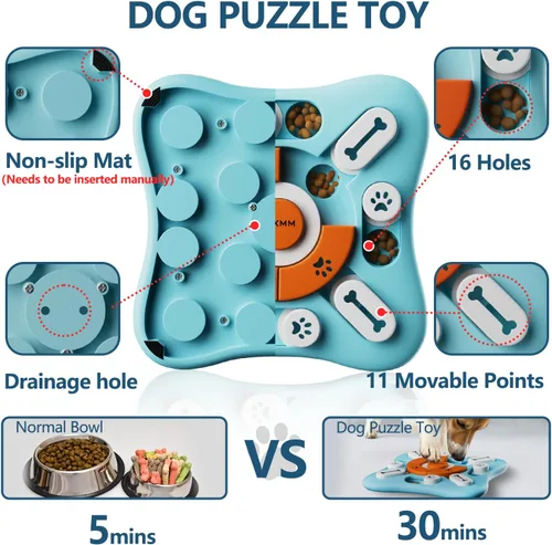 Miniatura 4 de FOXMM Juguetes interactivos de rompecabezas de golosinas para perros para entrenamiento de QI y estimulación mental, divertido alimentador lento