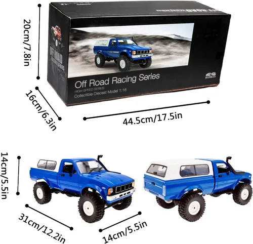 Miniatura 2 de WPL C24 1/16 RC Rock Crawler 4x4 Camión con 3 Baterías Mejoradas de 1200mAh, Control Remoto de 2.4GHz, Todoterreno, Camioneta Pick-up RTR para Wpl
