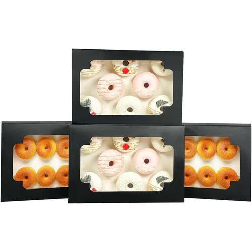 Miniatura 9 de qiqee Caja de galletas rosa autodesplegable con ventana 12x8x2.5 pulgadas 18 paquetes Dos usos Plegable en un segundo Caja de pastelería galletas