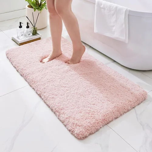 Miniatura 19 de Alfombras de baño antideslizantes, lavables, ultra gruesas, suaves, de microfibra absorbente, de látex de espuma de alta densidad, con respaldo Beige
