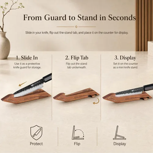 Miniatura 3 de FINDKING Protector de borde magnético con soporte, cubierta de hoja de madera de nogal y mini bloque de cuchillos para almacenamiento de encimera