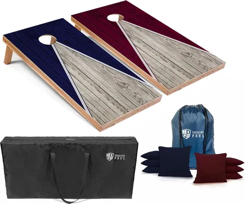 Miniatura 31 de Tailgating Pros Juego de tablero de Cornhole ligero con diseño piramidal con bolsas de frijoles y estuche de transporte, juego de cornhole