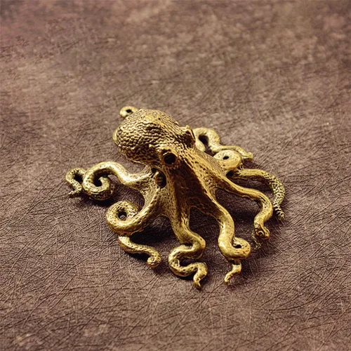 Miniatura 8 de BESPORTBLE Adorno de pulpo de latón, mini escultura de escritorio, figura de animal pequeño, decoración de oficina en casa, figura de arte de metal