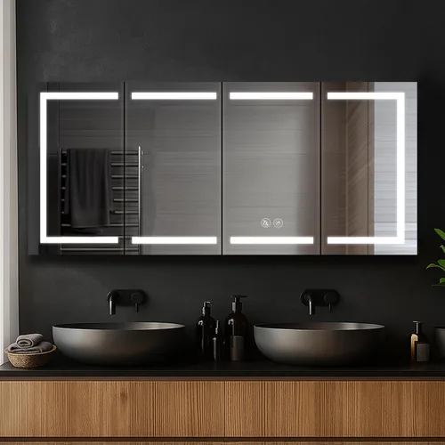 Miniatura 20 de Blossom Rigel - Botiquín de 20 x 26 pulgadas con espejo LED empotrado o superficie con luces, gabinete de baño con bisagra derecha, desempañador