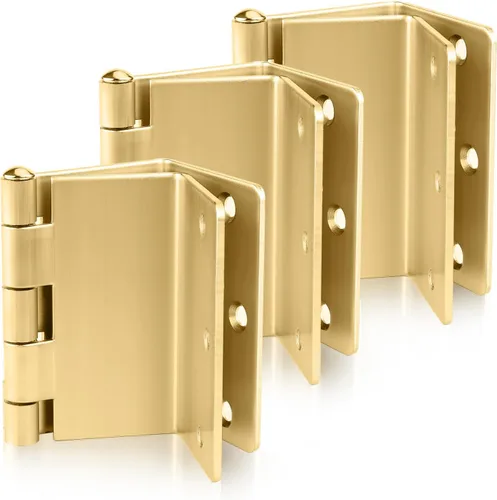Haidms Paquete de 3 Bisagras Descentradas Doradas de 3.5 Pulgadas Bisagras de Puerta Expandibles Resistentes con Esquina de Radio de 1/4 Pulgada