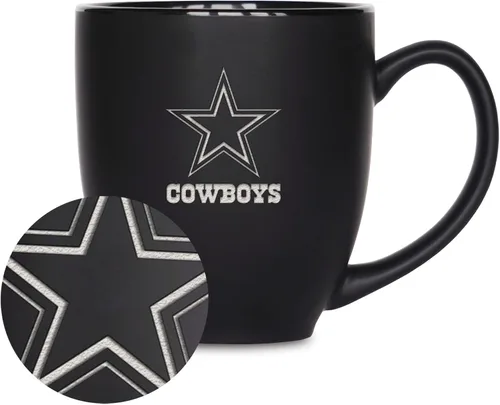 Miniatura 22 de Rico Industries Taza Bistro Mate Negra de Fútbol Americano NFL de 15 onzas - Para Bebidas Calientes o Frías - Logotipo del Equipo Grabado para una