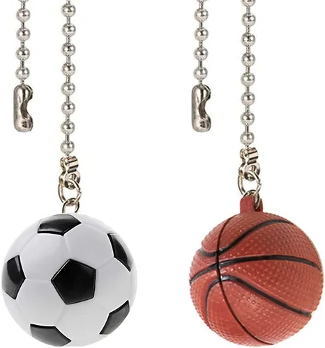Tiradores de cadena para ventilador de techo, extensión decorativa de 12 pulgadas, adornos extensores de fútbol y baloncesto, juego de tiradores de