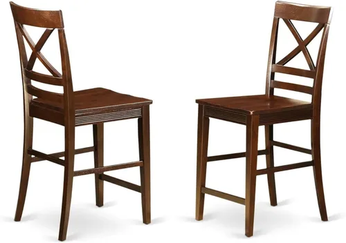 Miniatura 9 de East West Furniture QUS-OAK-W Quincy - Taburete de bar de altura para mostrador, sillas de madera de altura de pub, juego de 2, roble Qus-roble-w