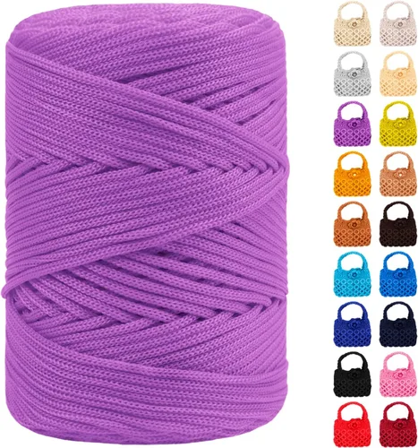 Miniatura 29 de Cordón de macramé de poliéster de 0.118 in x 185 yardas, cordón trenzado de macramé, bolsa de ganchillo, hilo de poliéster para ganchillo, bolsa