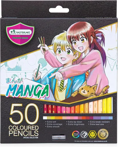 MASTERART Lápices de Colores 50 Colores MANGA SET Colección Especial para Niños y Adultos Colorear