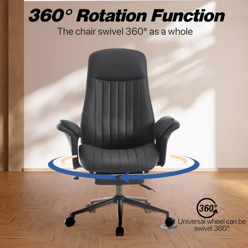 Miniatura 5 de Silla de escritorio de oficina en casa con reposapiés, respaldo alto, silla ergonómica para computadora con soporte lumbar, silla giratoria