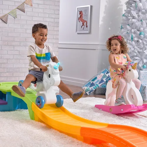 Miniatura 5 de Step2 Unicorn Up & Down Roller Coaster - Juguete de montaña rusa para niños, auto de empuje, juego para interiores y exteriores, hecho de plástico