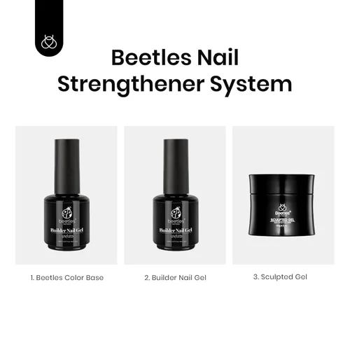 Miniatura 7 de Beetles - Esmalte de uñas en gel base rosa, 1 unidad, 0.5 onzas líquidas: color rosa desnudo 5 en 1, esmalte pastel constructor, punta francesa