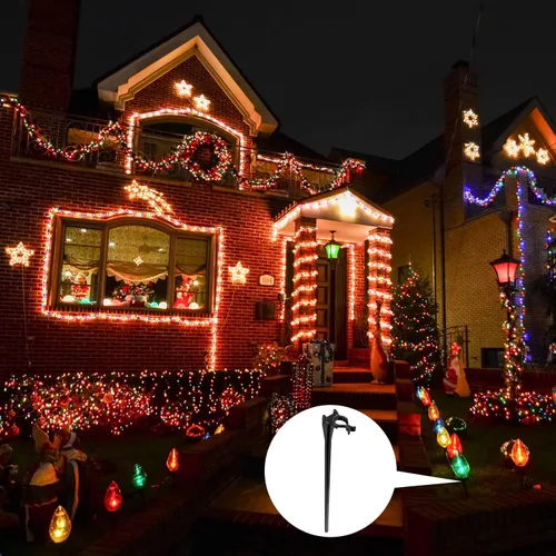 Miniatura 6 de Estacas de luz de Navidad universales para patio, césped, vacaciones, tira de luces C7 C9, estacas de suelo de 7.5 pulgadas para luces de Navidad al
