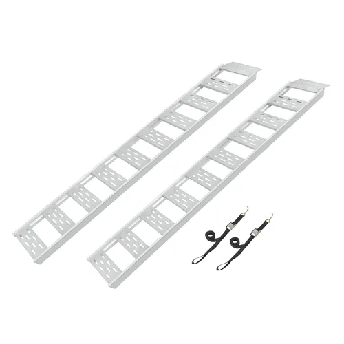 CARGOSMART Rampa fija recta de aluminio con peldaños (2 unidades) - Carga y descarga de equipos ligeros, tractores de césped, ATV y más, capacidad