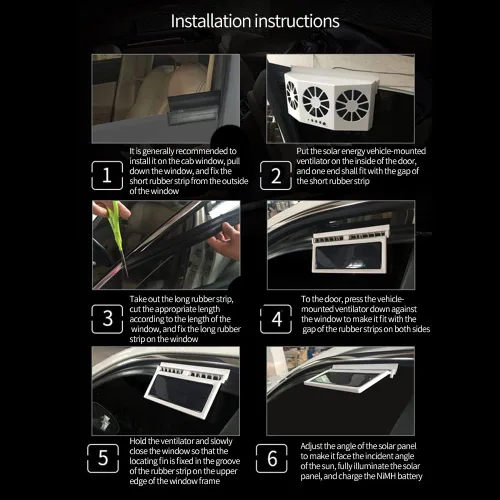 Miniatura 2 de Surakey Ventilador solar para automóvil, ventilador de escape solar de automóvil de 2 W, ventilador de refrigeración de 3 agujeros para radiador
