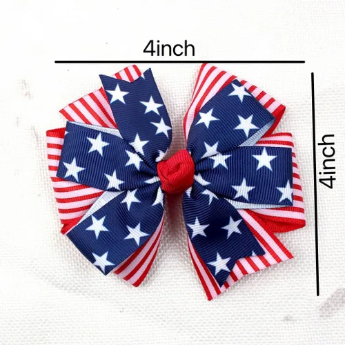 Miniatura 5 de Lazos para el pelo del 4 de julio para niñas pequeñas, adolescentes, niñas, patrióticos, rojo, blanco, azul, estrellas, cinta a rayas, lazo