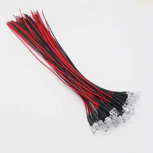 20 unids/lote DC12V F5mm 7.9 in redondo precableado agua claro LED lámpara bombilla pre-cableado emisor diodos para bricolaje decoración del hogar